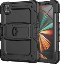 NIKCORP Oklopna maska za iPad Pro 11" (3/2/1 gen) s postoljem i držačem za olovku trodijelna, crna